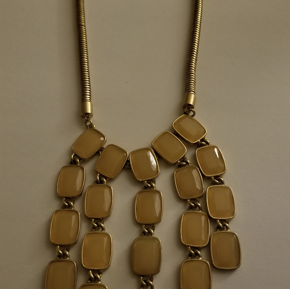 Vintage Teardrop Rows if 5 Tan Rhinestone necklace